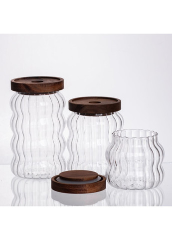 Набір банок для зберігання з бамбуковими кришками 400/600/800 мл 64486-13 Yiwu (369446764)