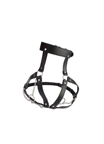 Портупея на груди з ланцюжками та декоративними кільцями на соскі BEHAVE! Luxury Fetish чорна Chisa (338423249)
