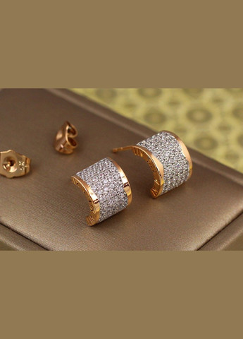 Сережки гвоздики бомонд з родієм 12 мм золотисті Xuping Jewelry (316433998)