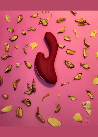 Вібратор-кролик із вакуумною стимуляцією Kissen Nymph, силіконовий, червоний, 18 х 3.5 см Chisa (331171184)