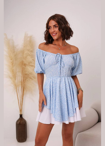 Голубое повседневный, праздничный, коктейльное женское платье с цветочным принтом. Avanti с цветочным принтом