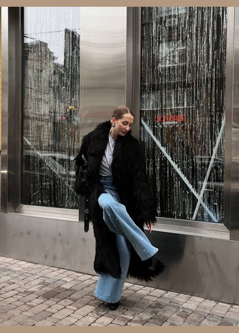 Длинная шуба из ламы черного цвета, шикарная экстравагантная шуба из искусственного меха. No Brand (316386036)