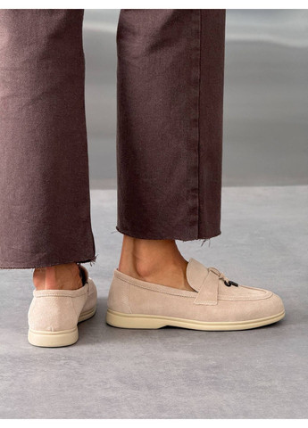 No Brand Стильные женские лоферы лоферы бежевый з натуральная замша, — демисезон (355411895)