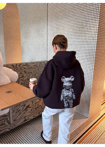 Тепле худі оверсайз з принтом на флісі MonCher (364864198)