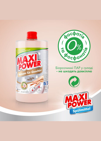 Средство-бальзам для мытья посуды Миндаль 1л запаска Maxi Power (342113815)