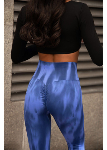 Темно-синие лосины с пуш ап спортивные женские для фитнеса с v-образным поясом и огненным градиентом burn FITCRUSH