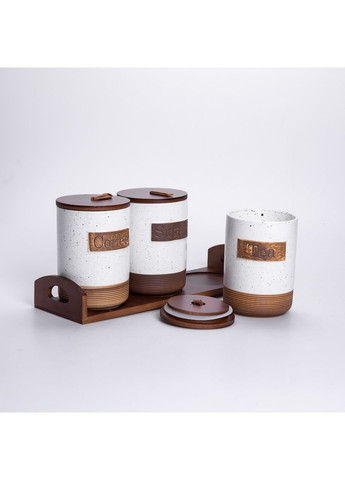 Набір порцелянових банок для сипучих 3 шт по 800 мл з кришками Бежевий HP-26-1BE (A-036475) Yiwu (363189694)