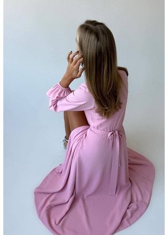 Рожева сукня з розрізом, колір рожевий Fashion