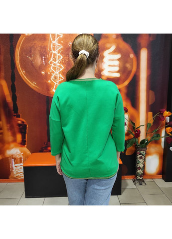 Женская толстовка лонгслив стразы V-образный вырез 3/4 рукав S-M зеленая La Rosa (363054088)