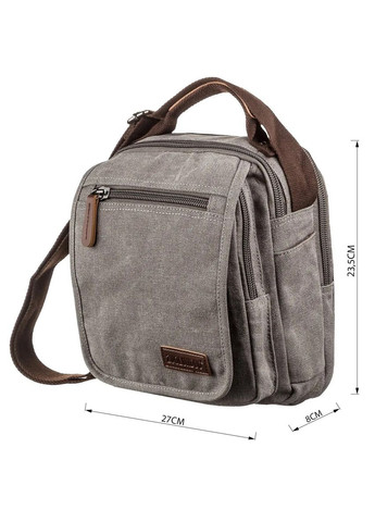 Універсальна текстильна чоловіча сумка на два відділення 20198 Сіра Vintage (329150144)