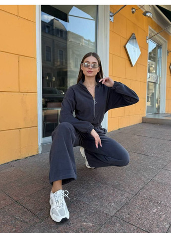 Жiночий теплий комбінезон iз флiса графiтового кольору 35668 Fashion (366450075)
