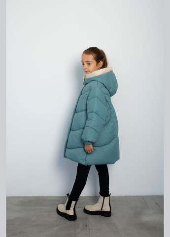 Комбінована зимня куртка кіра бірюзово - бежевий Cvetkov Кира