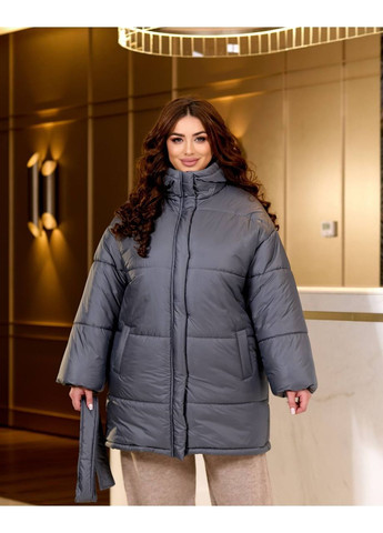 Графитовая демисезонная куртка женская тёплая Style Point