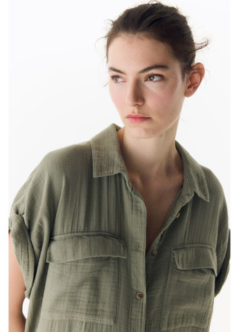 Оливковое (хаки) платье без пояса H&M