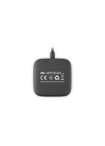 Концентратор HQ-177 Black, USB-хаб, внешний,, размеры 60 х 60 х 22 мм Real-El (354730116)