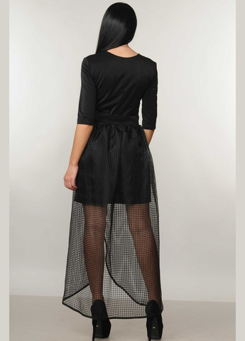 Черное повседневный вечернее платье с глубоким декольте и съемной юбкой-накидкой (вл 22.1-06/18) RiMari