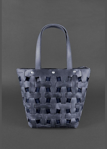 Кожаная женская плетеная сумка Пазл L синяя Crazy Horse (A-026671) BlankNote (327874225)