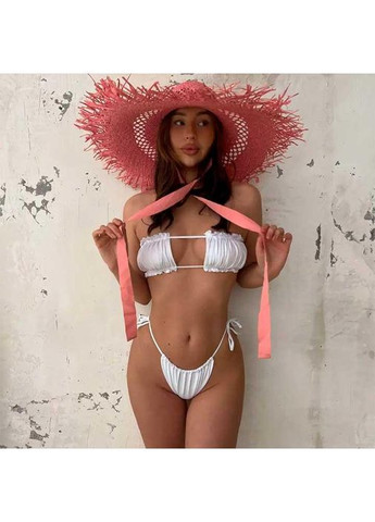 Белый купальник шторки на завязках s-m белый No Brand