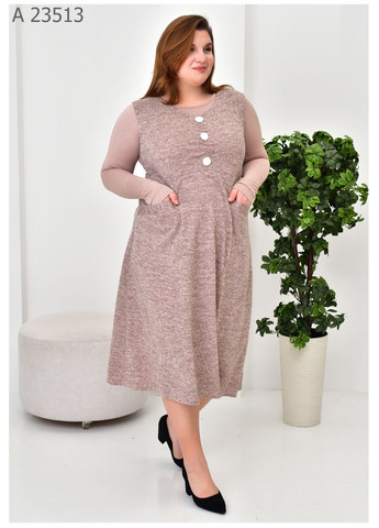 Бежева повсякденний жіночий теплий сарафан SK