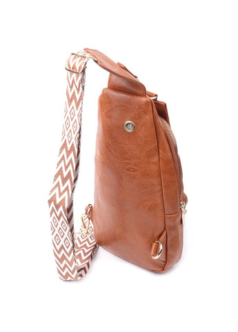 Стильная женская слинг сумка через плечо из экокожи 22751 Рыжий Vintage (303877378)