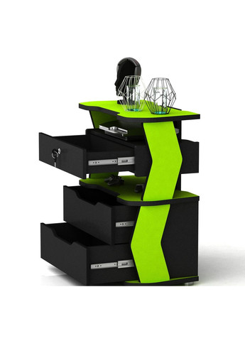 Комод для геймера XGamer CITY 2 ЛДСП 70/42/79 см чорно-зелений No Brand (355412626)