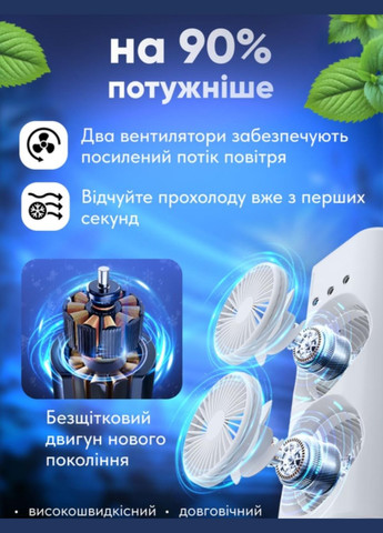 Портативный вентилятор двойной с увлажнением и подсветкой настольный аккумуляторный с пультом No Brand (345701935)
