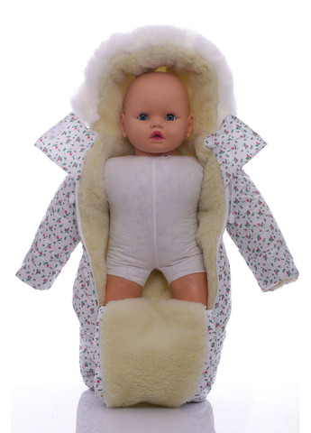 Чоловічок на хутрі для дівчинки з принтом маленьких трояндок білий 74 см (44758) BABYKROHA (297197525)