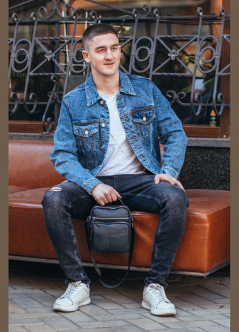 Чоловічий шкіряний чорний месенджер через плече Tiding Bag (302390950)