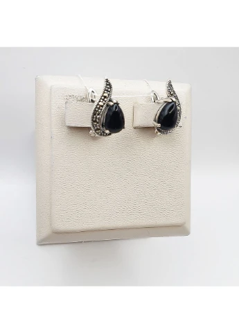Серьги серебряные с сапфиром и марказитом 5,34 г No Brand (369737589)