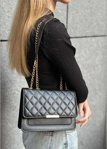 Женская черная классическая сумка 1613 стеганая кросс-боди через плечо No Brand (306709434)