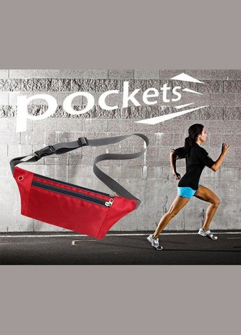 Сумка спортивная для бега на пояс влагозащищенная с 3 карманами 31х11 см Красный (050578) Xiamen (349844224)