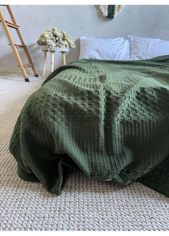 Покривало Марокко вафельне бавовняне темно-зеленого кольору ZEINTEX (315346988)