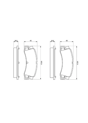 Колодки тормозные дисковые ЗАДН TOYOTA COROLLA (_E11_) 1.6 1995.05-2002.06 BO 0986424383 Bosch (382029328)
