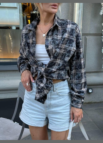 Графитовая кэжуал рубашка в клетку JUGO с длинным рукавом