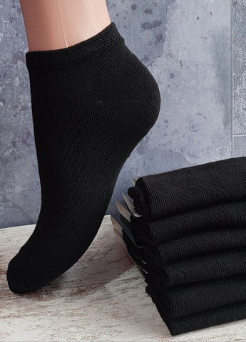 Чёрные носки короткие хлопковые 6 пар упаковка житомир (0017/6) чорний р.36-40 Lomani однотонные (329901354)