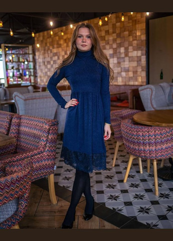 Синее повседневный платье женское "ажур" hc (h001-8151-096) No Brand