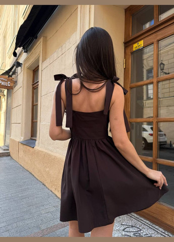 Коричнева повсякденний, вечірня, кежуал жіноча сукня кльош FINO Mode однотонна