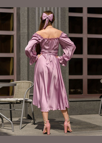 Сиреневое женское платье миди из шелка армани сиреневый Maybel