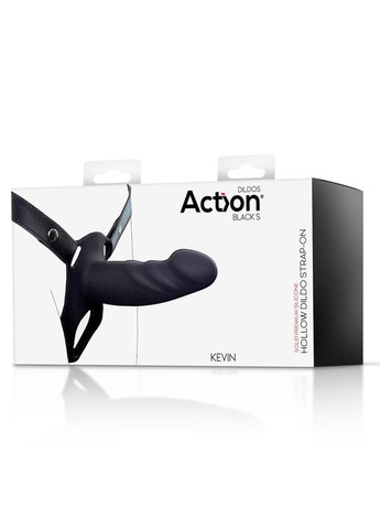 Strap-On with Hollow Dildo Premium Silicone Size S Black Action (366869830)