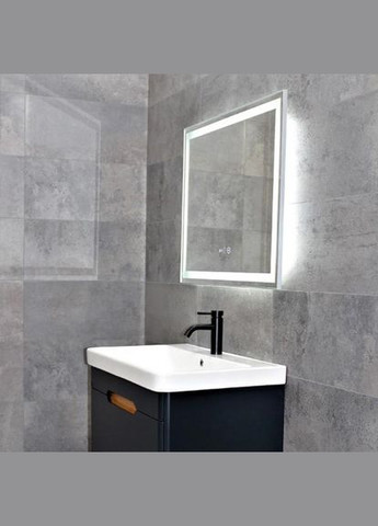 Дзеркало LED DE-M0061S1 Silver 100*75см сенсорне включення + підігрів+ годинник/темп Dusel (316720369)