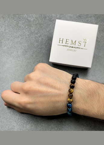 Браслет із шунгіту та тигрового ока (80081) Hemst (301070953)