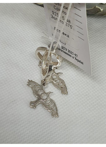 Срібні сережки 925 проба Пташка ворон з фазами місяця No Brand (365438687)