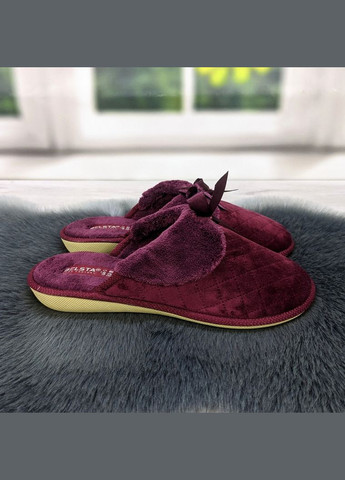 Бордовые тапочки женские домашние с закрытым носком велюровые Белста