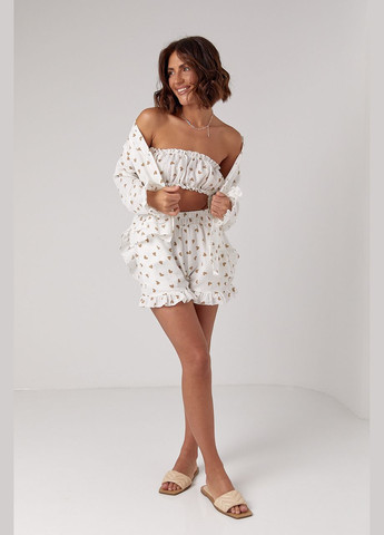 Летний костюм-тройка украшенный сердечками Lurex (296889469)