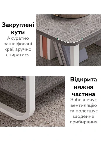 Журнальный столик RIAS 658E-MP двухъярусный 100x60x41 см Grey (3_08199) No Brand (395876131)