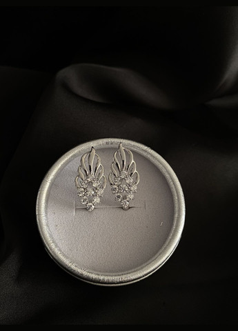 Сережки з камінцями англійський замок срібного кольору 33842 Fashion (346475762)