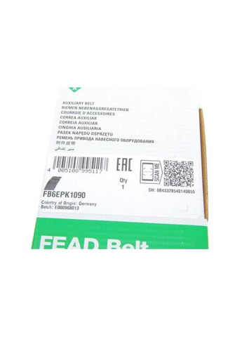 Ремень генератора поликлиновый FB 6EPK1090 Ina (360496452)