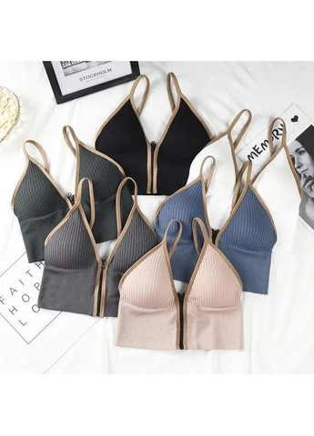 Жіночий зручний топ Moment у рубчик, Стильна жіноча білизна, Вкорочений топ на замку No Brand топ Moment пудра (351865496)