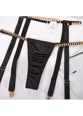 Черный демисезонный соблазнительный комплект нижнего белья sweet berry комплект: бюстгальтер, трусики, пояс с подтяжками No Brand