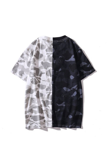 Футболка чёрно-белая Bape A Bathing Ape Shark Black White City Camo T-Shirt Unisex (356677800)